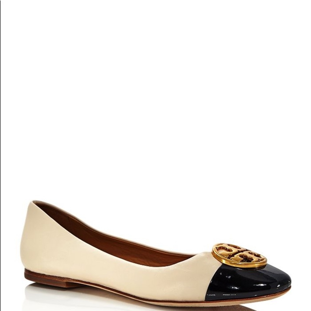 Tory Burch Cream and Black Flats